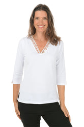 Solid Niki Lace Neck Top