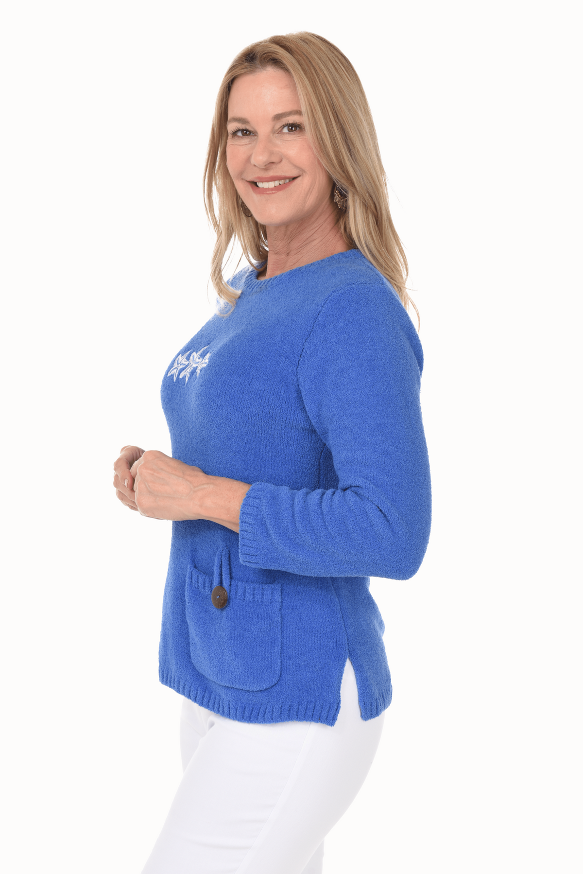 Starfish Embroidered Chenille Sweater