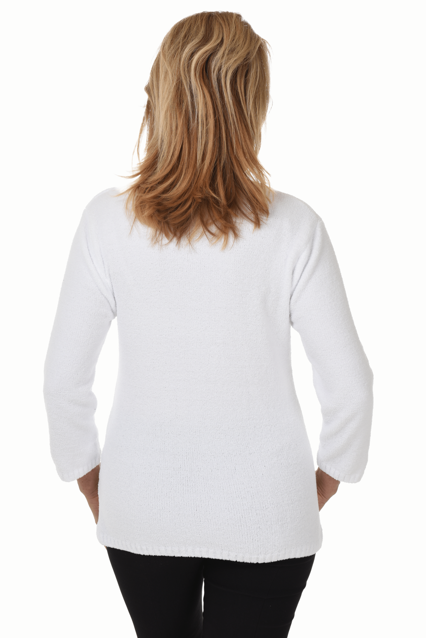 White Anchor Embroidered Chenille Sweater