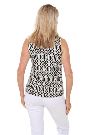 Lattice UPF50+ Ruffle Sleeveless Top