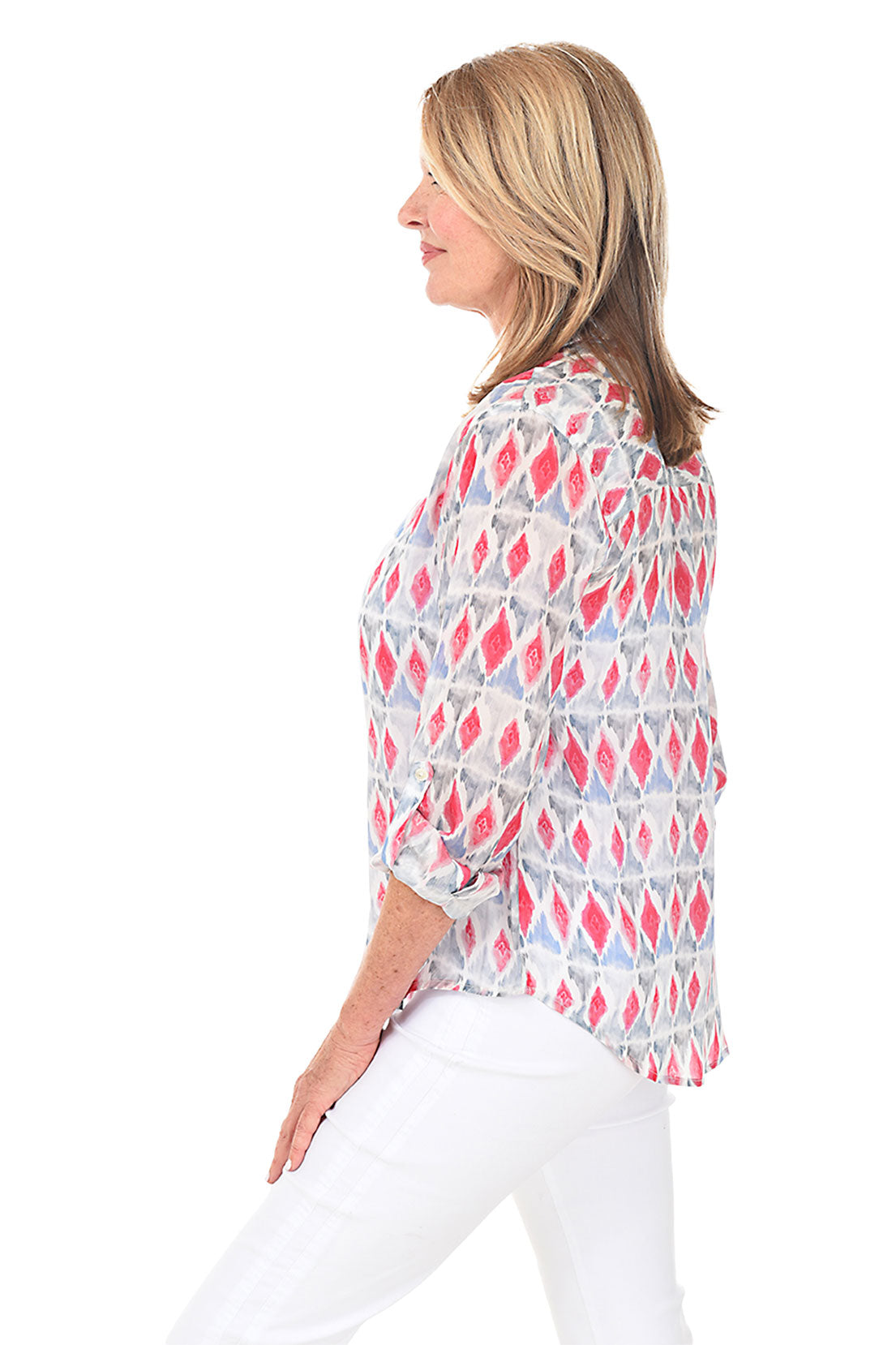 Ruby Glow Button-Front Shirt