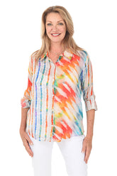 Rainbow Clouds Button-Front Shirt