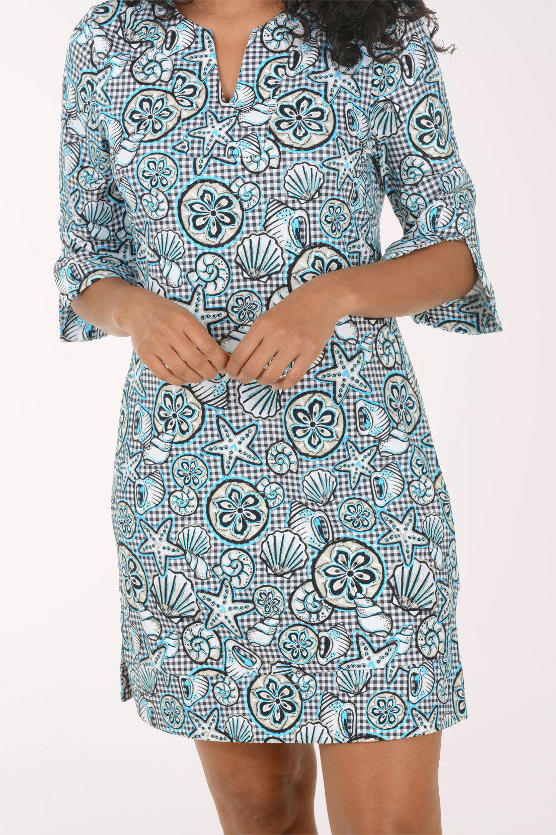 Khaki Beach Picnic UPF50+ Split Neck Travel Dress