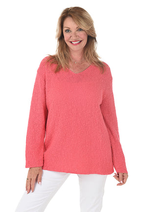 Cotton V Neck Long Sleeve Sweater