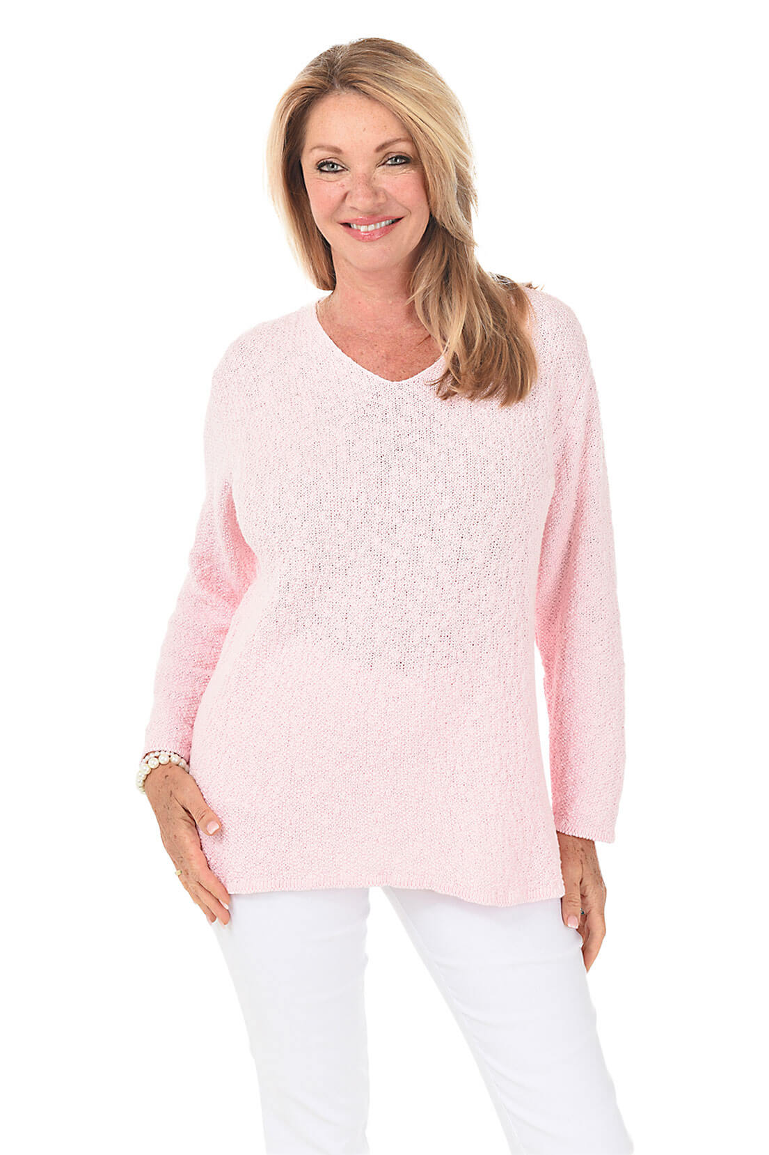 Cotton V-Neck Long Sleeve Sweater