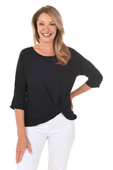 Solid Twist Front Blouse