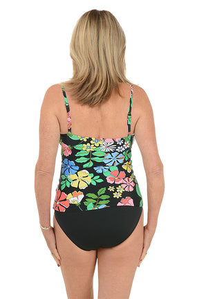 Midnight Garden Surplice Tankini Top
