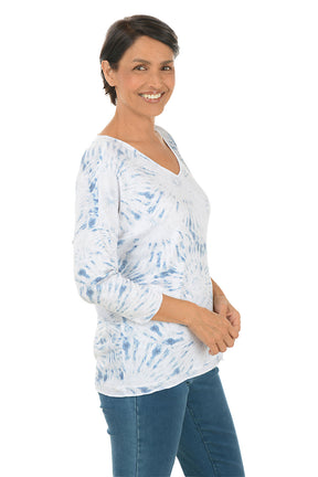 Denim Tie-Dye Knit Top