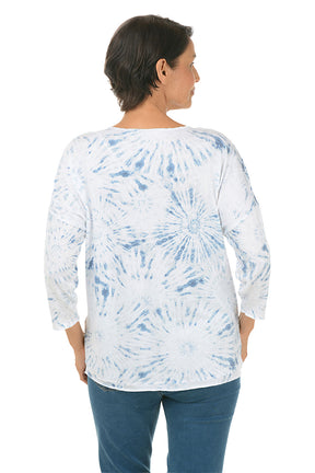 Denim Tie-Dye Knit Top