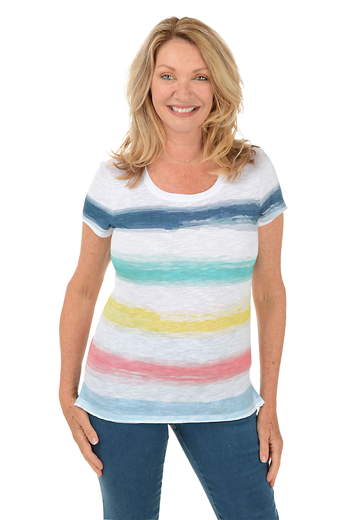 Bright Stripes High-Low Tee