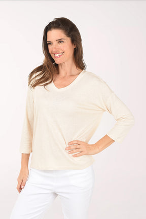 Gold Sparkle Linen-Blend Top
