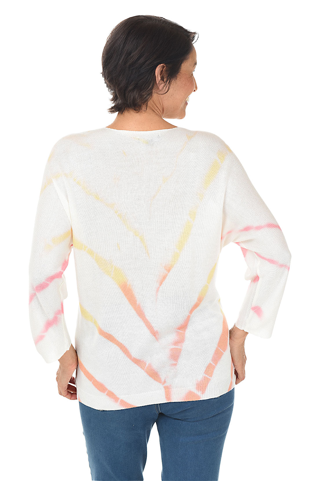 Chevron Tie-Dye Dolman Sleeve Sweater