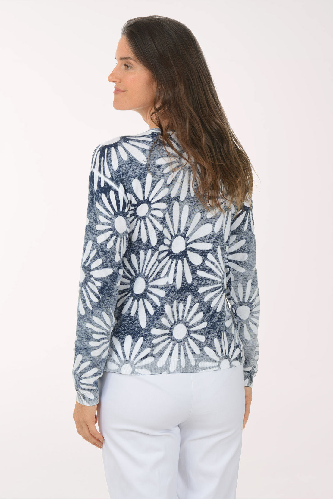 Nautical Flowers Reversible Cotton Sweater