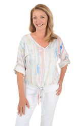 Watercolor Tie-Front Blouse