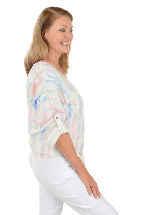 Watercolor Tie-Front Blouse