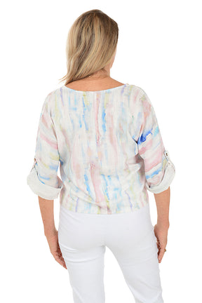 Watercolor Tie-Front Blouse