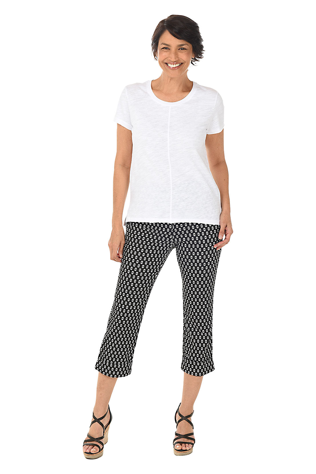 Tiled Checkerboard Pull-On Crop Pant