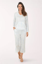 Tie-Dye Striped Cotton Gauze Crop Pant