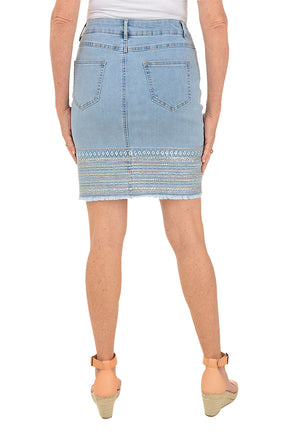 Pastel Rhinestone Hem Denim Skort