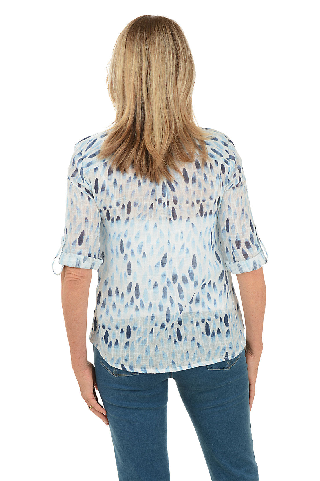 Tear Drops Gauze Henley Blouse