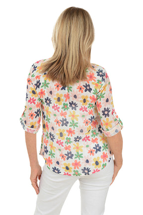 Daisy Garden Gauze Henley Blouse