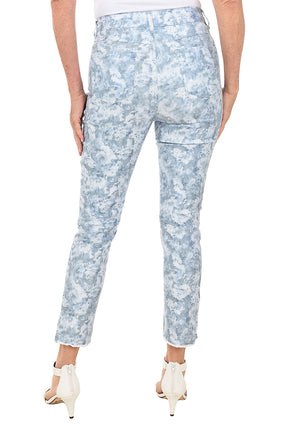 Blue Blooms Denim Twill Ankle Pant