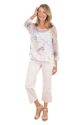 Relaxed Fit Button-Tab Denim Capri Pant