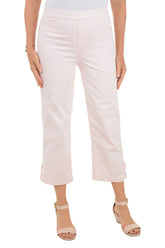 Relaxed Fit Button-Tab Denim Capri Pant