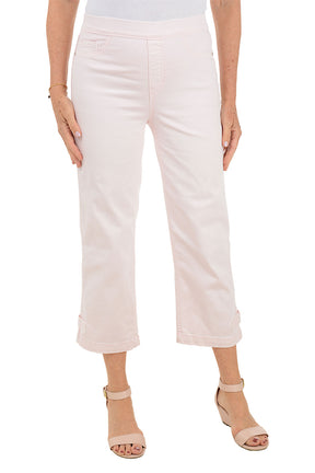 Relaxed Fit Button-Tab Denim Capri Pant