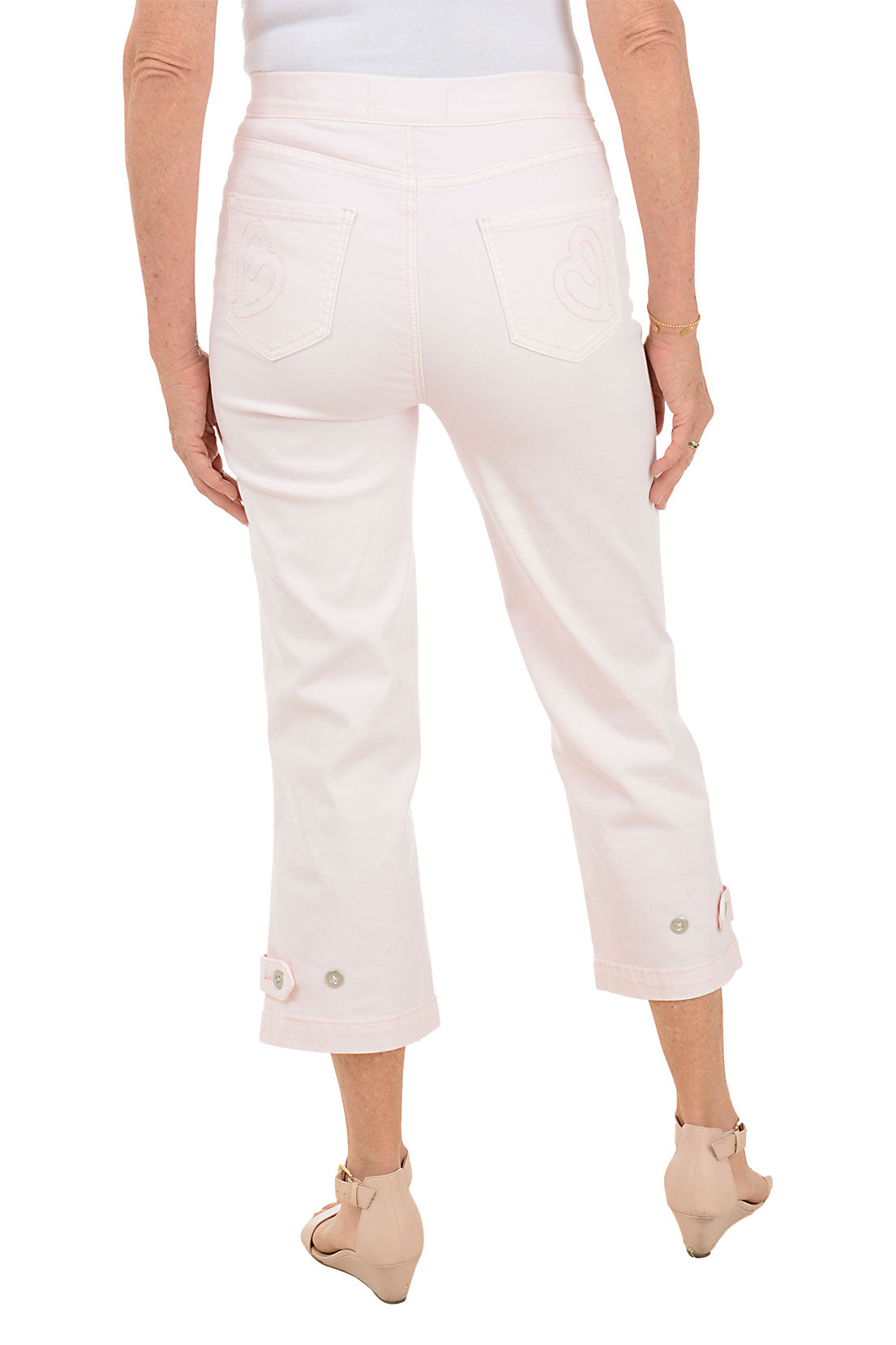 Relaxed Fit Button-Tab Denim Capri Pant