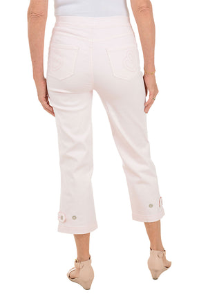 Relaxed Fit Button-Tab Denim Capri Pant