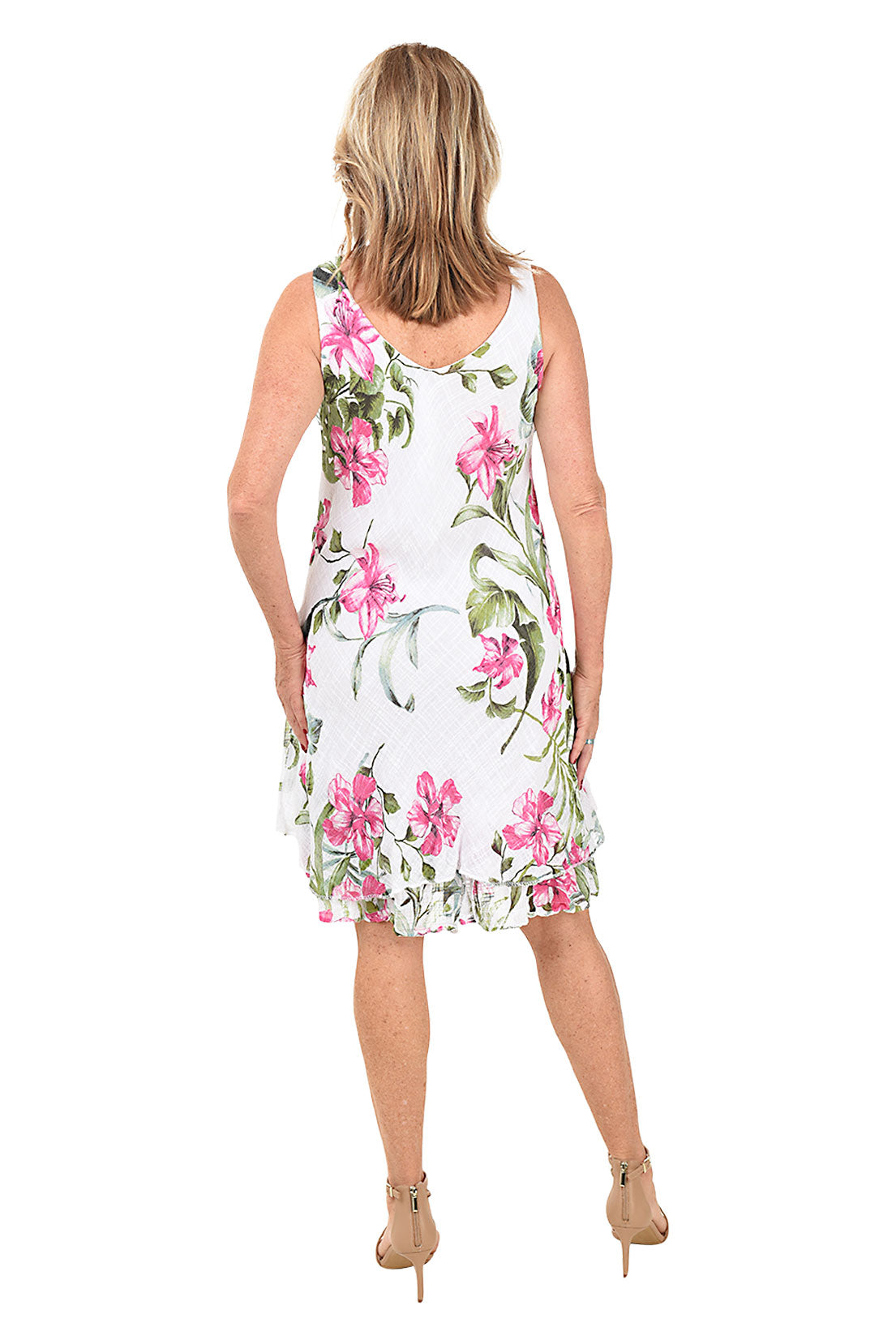 Pink Lily Blossoms Double Layer Tank Dress