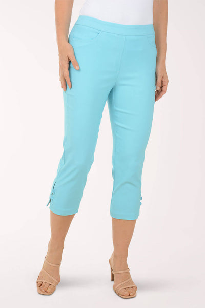 coconut row palm beach capris Coconut Row Double Button Hem Capri Pant - White