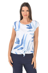 Leafy Tie-Front Short Sleeve Top