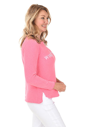 Pink Wine Time Embroidered Chenille Sweater