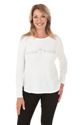 White Wine Time Embroidered Chenille Sweater