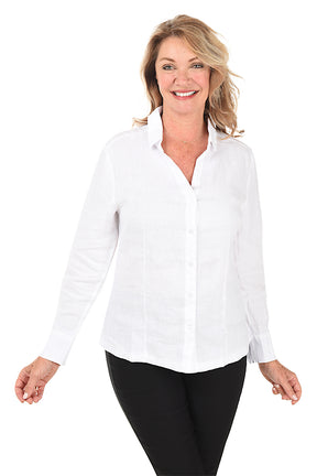 Long Sleeve Button-Front Linen Shirt