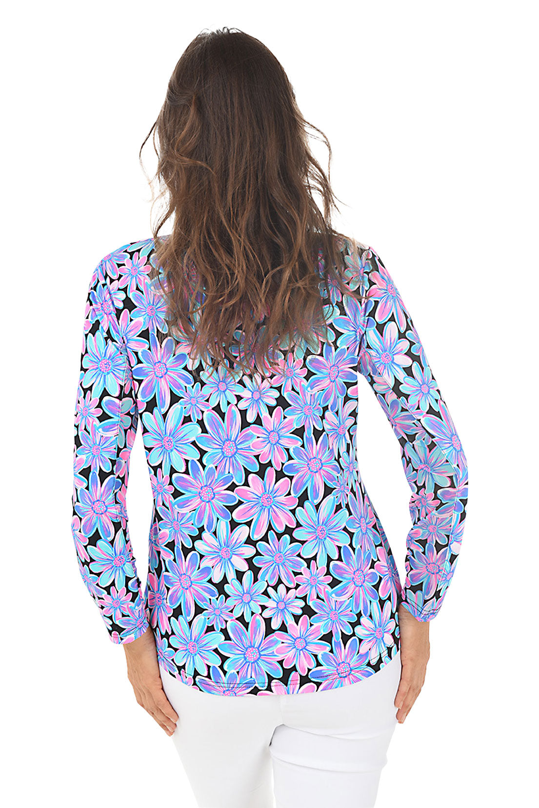 Bright Bouquet Cooling UPF50+ Mock Neck Top