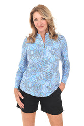 Sealife Dots Cooling UPF50+ Mock Neck Top