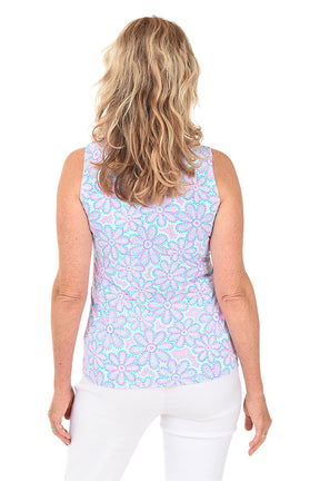 Floral Dots Cooling UPF50+ Sleeveless Zip Top