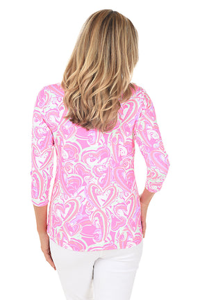 Pink Heart Explosion Classic UPF50+ V-Neck Top