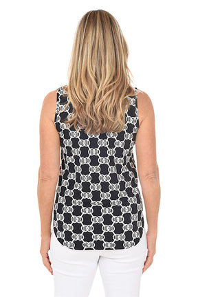 Double Medallion UPF50+ Split Neck Sleeveless Top