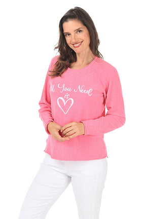 Pink All You Need Embroidered Chenille Sweater