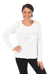 White All You Need Embroidered Chenille Sweater