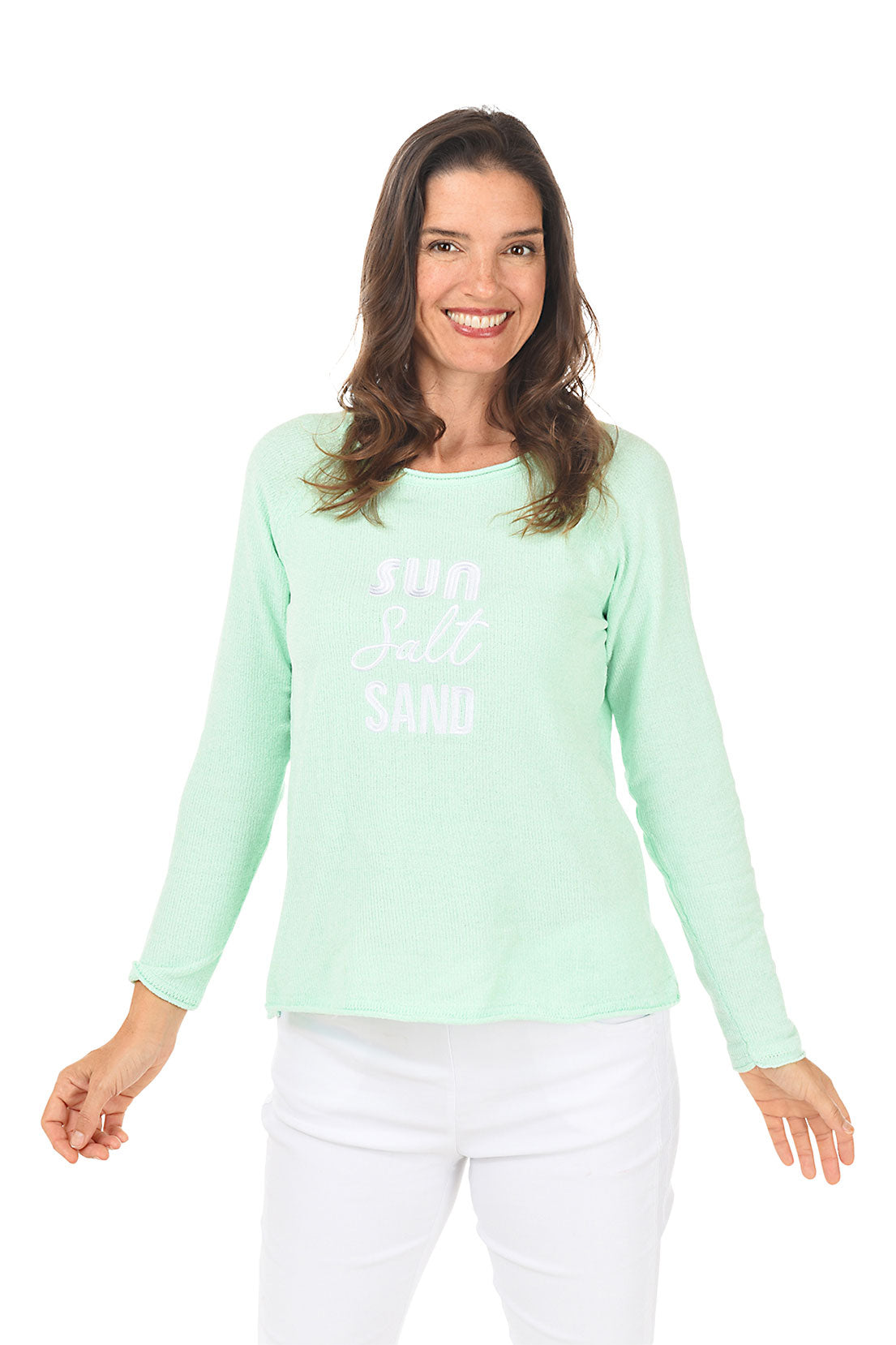 Lime Sun Salt Sand Embroidered Chenille Sweater
