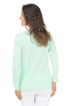 Lime Sun Salt Sand Embroidered Chenille Sweater