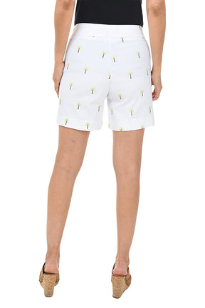 Embroidered Palms Pull-On Stretch Short