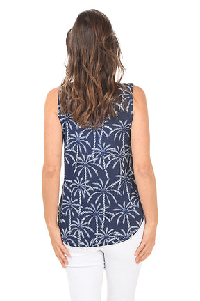 Rope Palms UPF50+ Split Neck Sleeveless Top