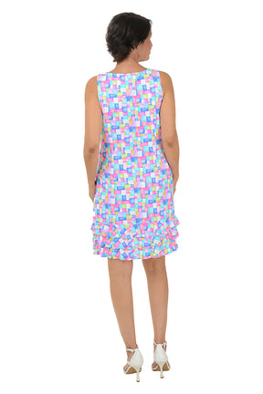 Colorful Cubes Cooling UPF50+ Ruffle Dress
