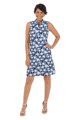 Brushstroke Palms Cooling UPF50+ Mock Neck Dress